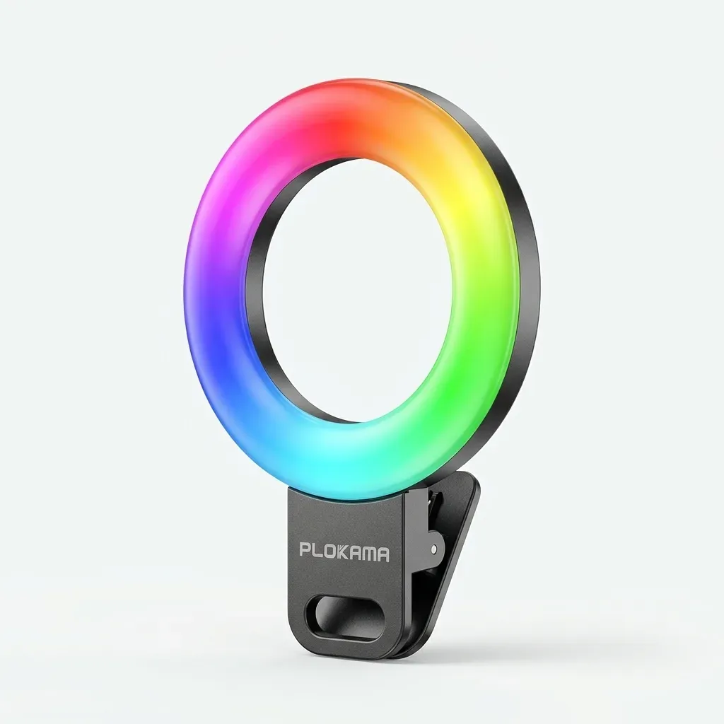 PLOKAMA U20 Pro RGB clip-on fill light with circular multicolor lighting