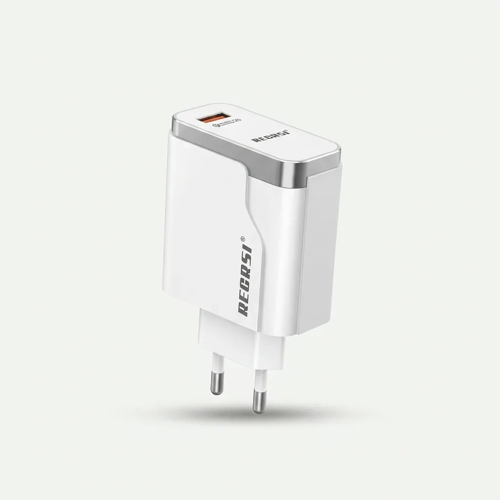 REGOSI 120W white USB fast wall charger with USB-A port and two-pin AC plug