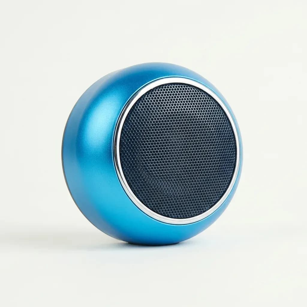 OCTO OC-M3T 5W Mini Bluetooth Speaker featuring a metallic blue circular body, black front speaker grille and silver-coloured trim on a white background.