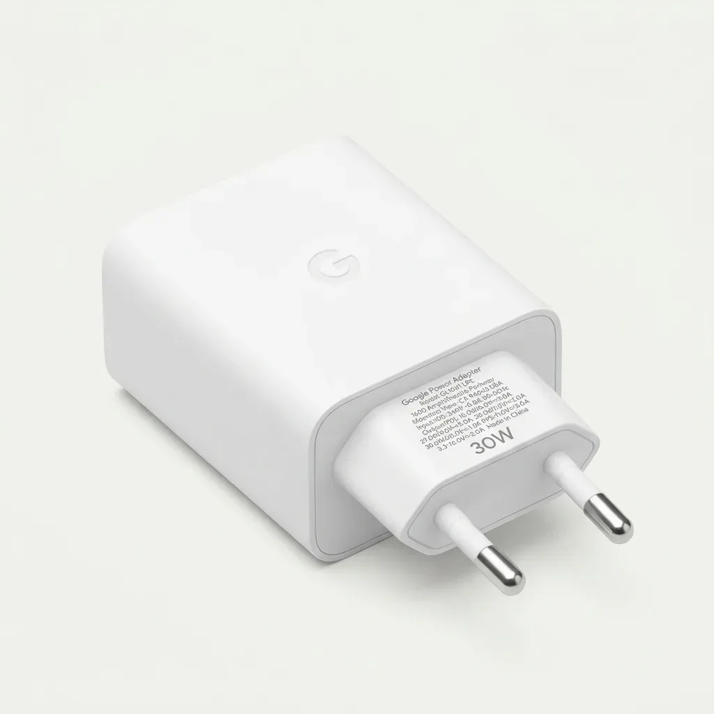 White wall charger on a whitesh gray background